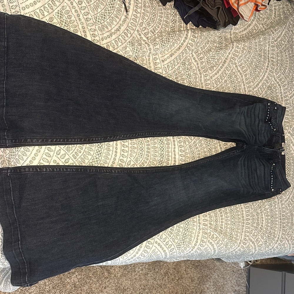 Shyanne Dark Indigo Women's Flare Leg Bellbottom Jeans